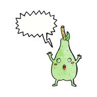 cartoon frightened pear with speech bubble N10