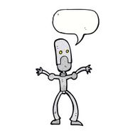 cartoon funny robot with speech bubble N85