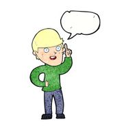 cartoon boy with idea speech bubble N75