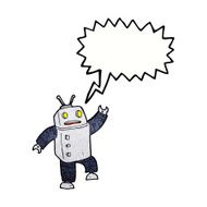 cartoon robot with speech bubble N199