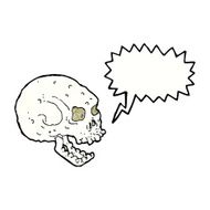 cartoon spooky skull with speech bubble N158