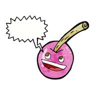 cartoon pink cherry symbol with speech bubble N3
