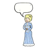 cartoon shocked victorian woman with speech bubble N11