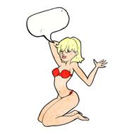 cartoon sexy bikini girl with speech bubble N11