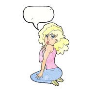 cartoon woman posing with speech bubble N30