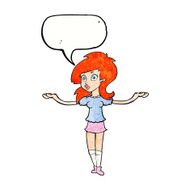 cartoon confused pretty girl with speech bubble N11