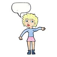 cartoon friendly woman waving with speech bubble N52