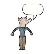cartoon friendly werewolf woman with speech bubble N7