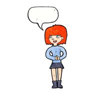 cartoon friendly woman with speech bubble N74