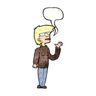 cartoon woman wearing spectacles with speech bubble N41