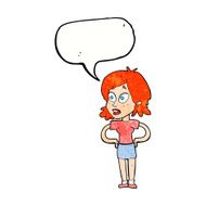 cartoon woman with hands on hips speech bubble N223