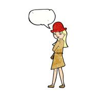 cartoon female spy with speech bubble N27