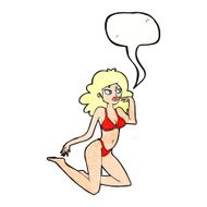 cartoon woman in underwear looking speechful with speech bubble N3