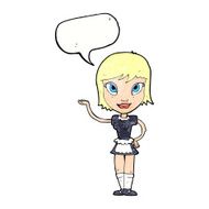 cartoon maid with speech bubble N42