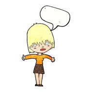cartoon curious woman with speech bubble N62