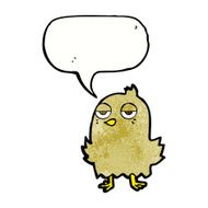 cartoon bored bird with speech bubble N11