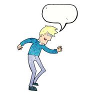 cartoon happy man dancing with speech bubble N41