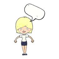cartoon happy woman with speech bubble N266