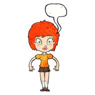 cartoon pretty girl with speech bubble N105