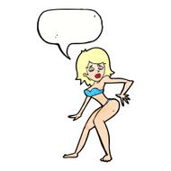 cartoon woman in bikini with speech bubble N55