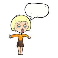 cartoon bored woman with speech bubble N30