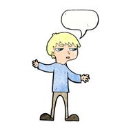 cartoon annoyed boy with speech bubble N42