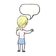 cartoon woman gesturing with speech bubble N30