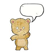 cartoon waving teddy bear with speech bubble N36