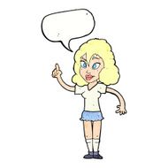 cartoon pretty woman with idea speech bubble N72