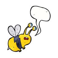 cartoon frightened bee with speech bubble N11