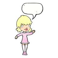 cartoon woman waving with speech bubble N346