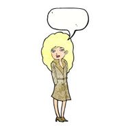 cartoon female spy with speech bubble N28
