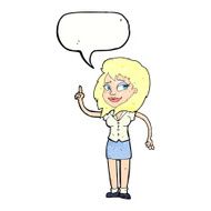 cartoon pretty woman with idea speech bubble N73