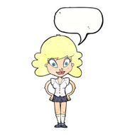cartoon pretty woman with speech bubble N286