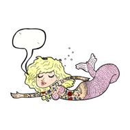 cartoon mermaid covered in tattoos with speech bubble N11