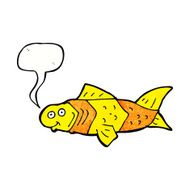 cartoon funny fish with speech bubble N17