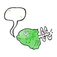 cartoon fish head with speech bubble N8