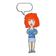 cartoon tough woman with folded arms speech bubble N11