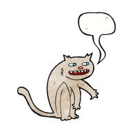 cartoon happy cat with speech bubble N7