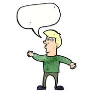 cartoon worried man with speech bubble N106