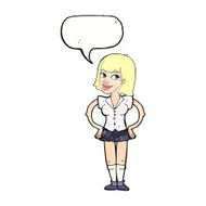 cartoon woman with hands on hips speech bubble N224
