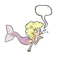 cartoon mermaid blowing kiss with speech bubble N10