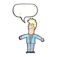 cartoon happy man with speech bubble N465