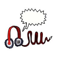 cartoon headphones with speech bubble N2