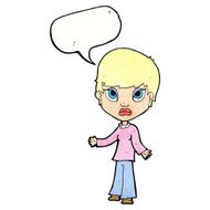 cartoon woman shrugging shoulders with speech bubble N519