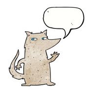 cartoon wolf waving with speech bubble N7