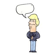 cartoon nervous man with speech bubble N142