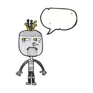 funny cartoon robot with speech bubble N54