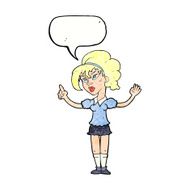 cartoon woman with idea speech bubble N264