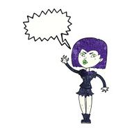 cartoon pretty vampire girl with speech bubble N30